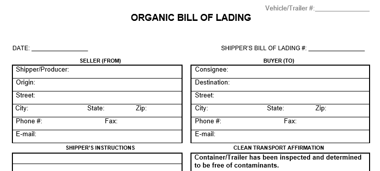 General Bill of Lading