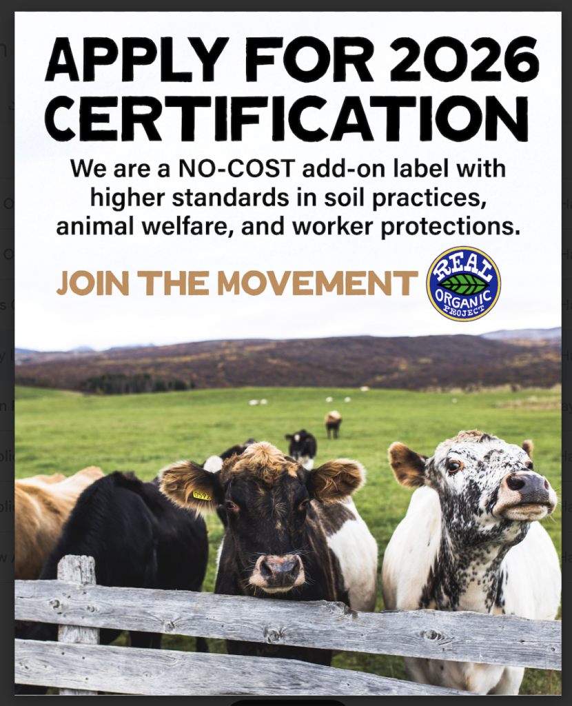 Real Organic Project: Apply or Renew Now!